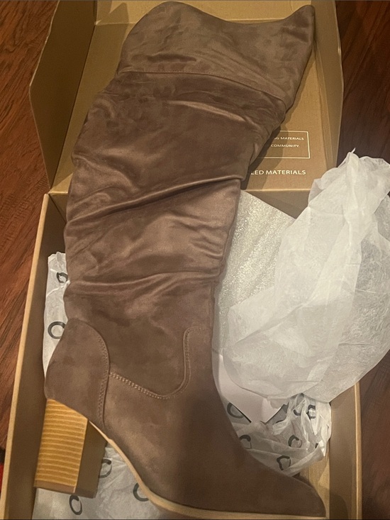 Journee Collection Shoes - Journee Collection Kaison Brown Suede Over-the-Knee Block Heel Boots